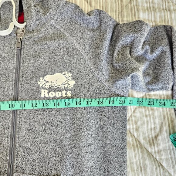 Roots Women’s Cabin Onesie Grey Oat Pepper Size M Zip Front Hooded Jumpsuit Cozy - Picture 9 of 16